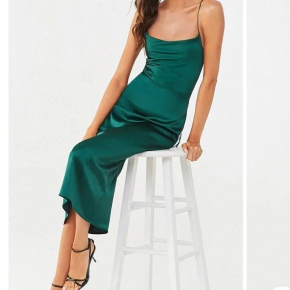 FOREVER 21 satin midi dress